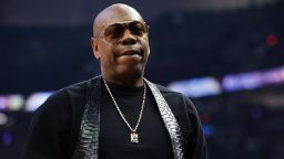 CLEVELAND, OHIO - FEBRUARY 20: Dave Chappelle looks on during the 2022 NBA All-Star Game at Rocket Mortgage Fieldhouse on February 20, 2022 in Cleveland, Ohio. NOTE TO USER: User expressly acknowledges and agrees that, by downloading and or using this photograph, User is consenting to the terms and conditions of the Getty Images License Agreement. (Photo by Tim Nwachukwu/Getty Images)