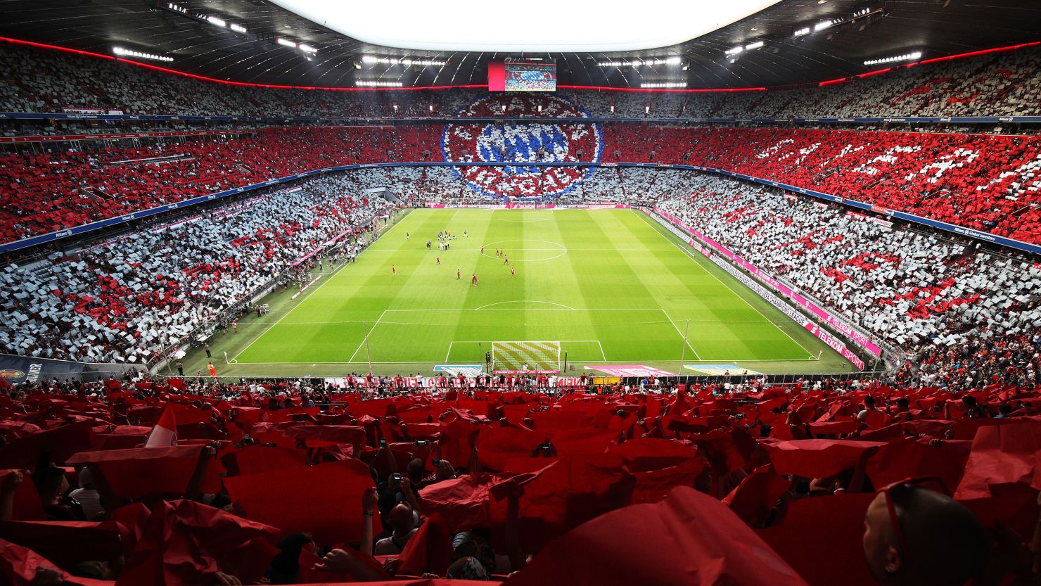 A general view of Allianz Arena before the Bayern Munich vs. Manchester United match on August 5, 2018 in Munich, Germany.