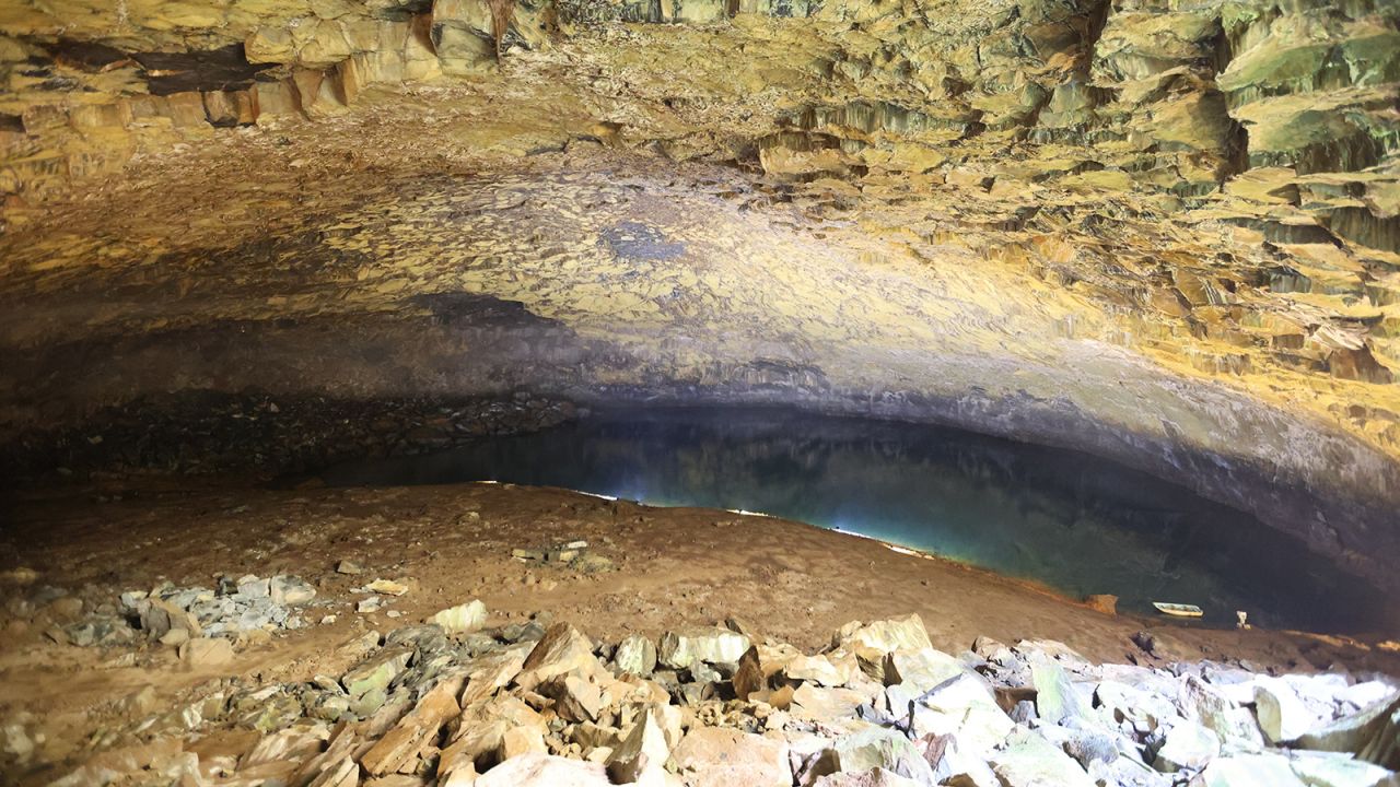 Furna Do Enxofre on Graciosa island is an impressive lava cave.