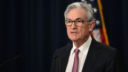 US Federal Reserve Chairman Jerome Powell speaks during a news conference in Washington, DC, on May 4, 2022. - The Federal Reserve on Wednesday raised the benchmark lending rate by a half percentage point in its ongoing effort to contain the highest inflation in four decades.