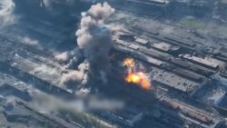 azovstal mariupol ukraine steel plant blurred
