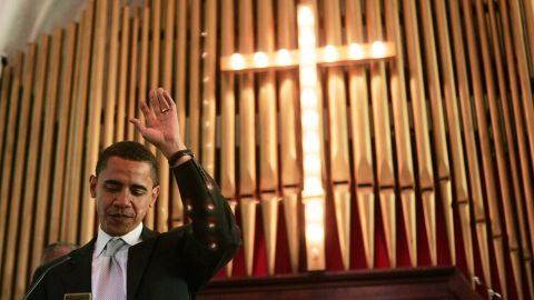 Former President Barack Obama, then a US Senator from Illinois, speaks.