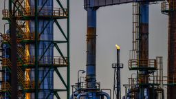 The PCK oil refinery, which is majority owned by Russian energy company Rosneft and processes oil coming from Russia via the Druzhba pipeline, stands on April 30, 2022 in Schwedt, Germany. 