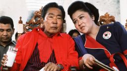 MANILA, PHILIPPINES - 1986/01/01: President Ferdinand Marcos and the First Lady Imelda Marcos attend a rally prior to the so called 'snap' elections. They campaigned hard prior to the "People's Power" revolution that finally saw him ousted as President of the Philippines. On February 25th 1986 he and the First Lady, Imelda fled the country with their family. He was never to return to the Philippines again. Cory Aquino became the new President with Doy Laurel sworn in as her Vice President.. (Photo by Peter Charlesworth/LightRocket via Getty Images)