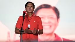 Presidential frontrunner and former senator, Ferdinand Marcos Jr., graces the stage during a campaign rally in San Fernando, Pampanga, on April 30.