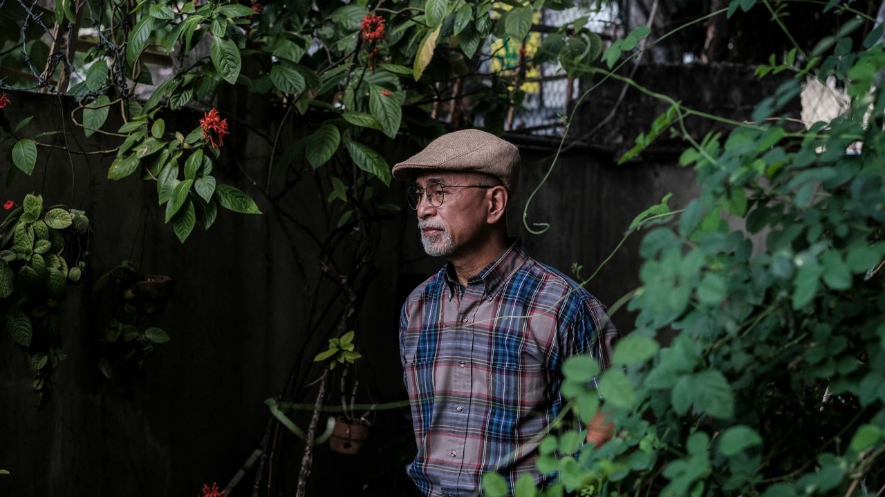 Bonifacio 'Boni' Ilagan, a Filipino director and playright who was detained during the martial law era, poses for a portrait in an office for human rights activists in Quezon City, Philippines on April 27.