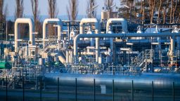28 February 2022, Mecklenburg-Western Pomerania, Lubmin: View of pipe systems and shut-off devices at the gas receiving station of the Nord Stream 1 Baltic Sea pipeline.