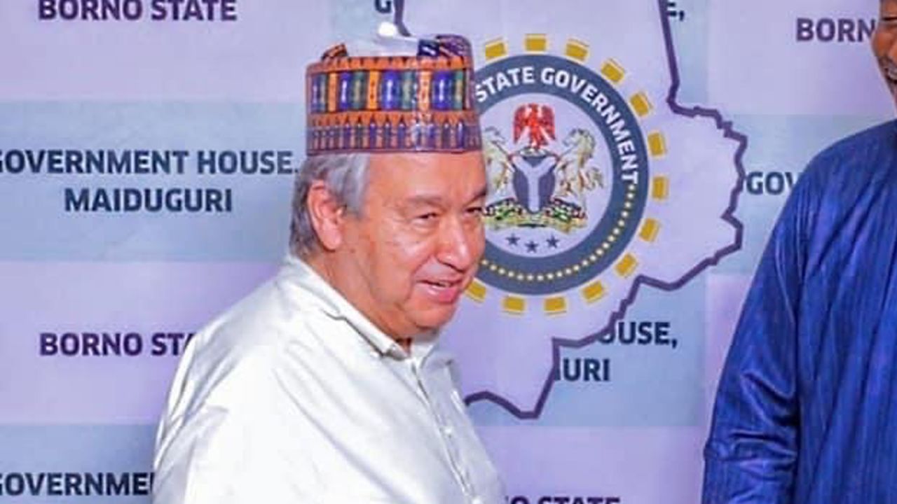 UN Secretary-General Antonio Guterres pictured in Nigeria's Borno State on May 3. 