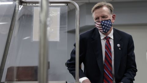 Rep. Paul Gosar walks on to a subway to the US Capitol Building on in November 2021 in Washington, DC, hours ahead of censure vote against the Arizona Republican.