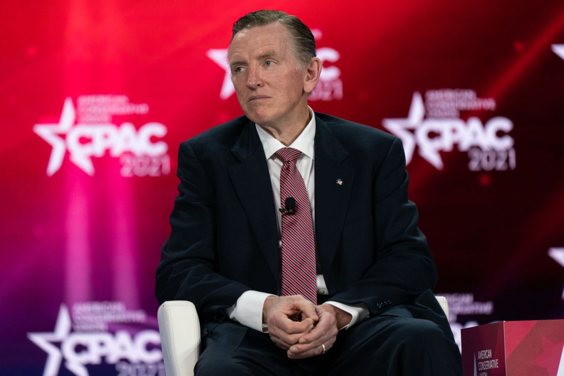 Paul Gosar listens during a panel discussion in February 2021 at the Conservative Political Action Conference in Orlando, Florida.