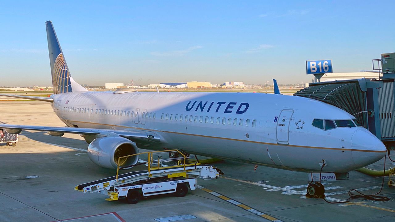 A United Airlines plane seen at the gate at Chicago OHare International airport (ORD)on October 5, 2020 in Chicago, Illinois. 