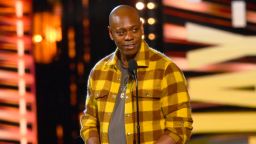 Dave Chappelle appears during the Rock & Roll Hall of Fame induction ceremony on Oct. 30, 2021, in Cleveland. Chappelle was tackled during a performance at the Hollywood Bowl on Tuesday.