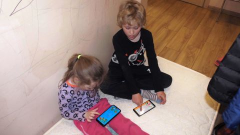 Katya Vandalovska's two young children, Lilya and Taras.