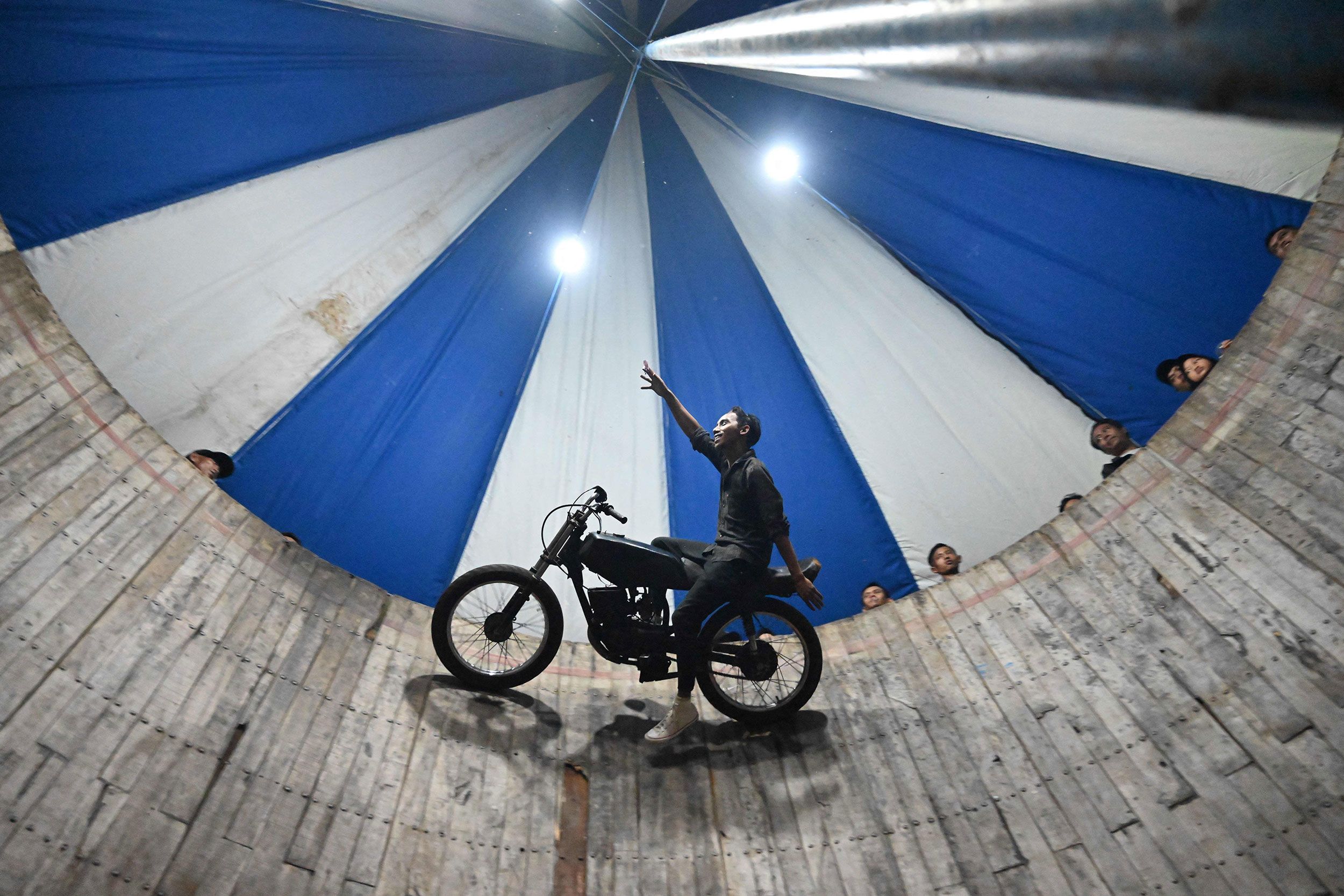 A rider performs during a carnival in Bogor, Indonesia.