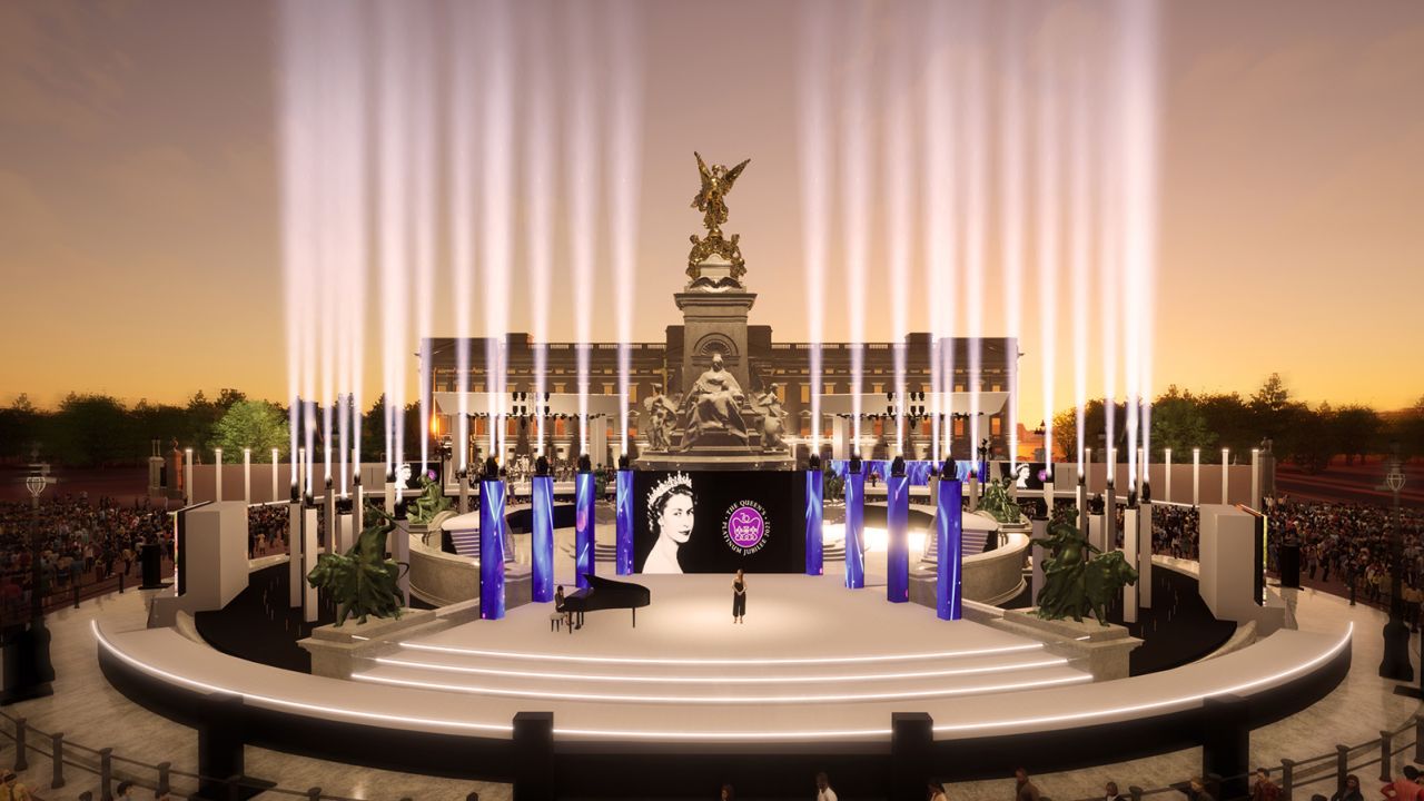 Images of the stage outside Buckingham Palace were released on Friday.