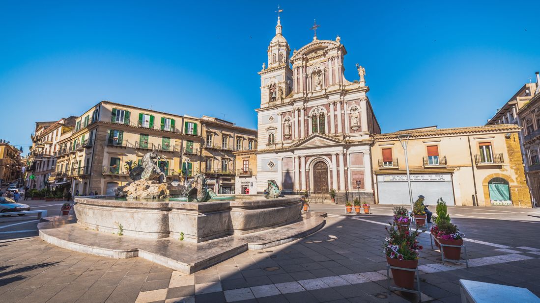 <strong>Origin town?</strong> Located deep in central Sicily, Caltanissetta is often claimed as the "birthplace" of cannolo. Here, the Piazza Garibaldi in Caltanissetta is seen.