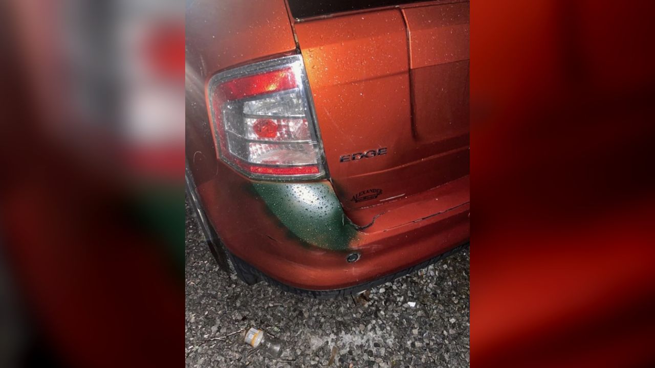 The orange Ford Edge, which appeared to have been spray painted, was discovered in a tow lot Williamson County, Tennessee, on May 5.