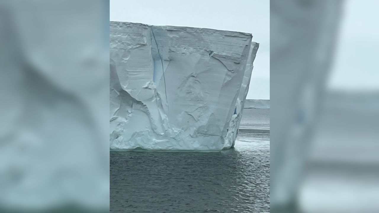 Large crack in iceberg from Dotson outflow site. Credit: Dr. Patricia Yager