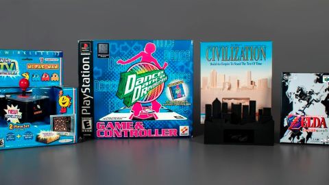 This photo provided by World Video Game Hall of Fame shows Ms. Pac-Man, Dance Dance Revolution, Sid Meier's Civilization, and The Legend of Zelda: Ocarina of Time.