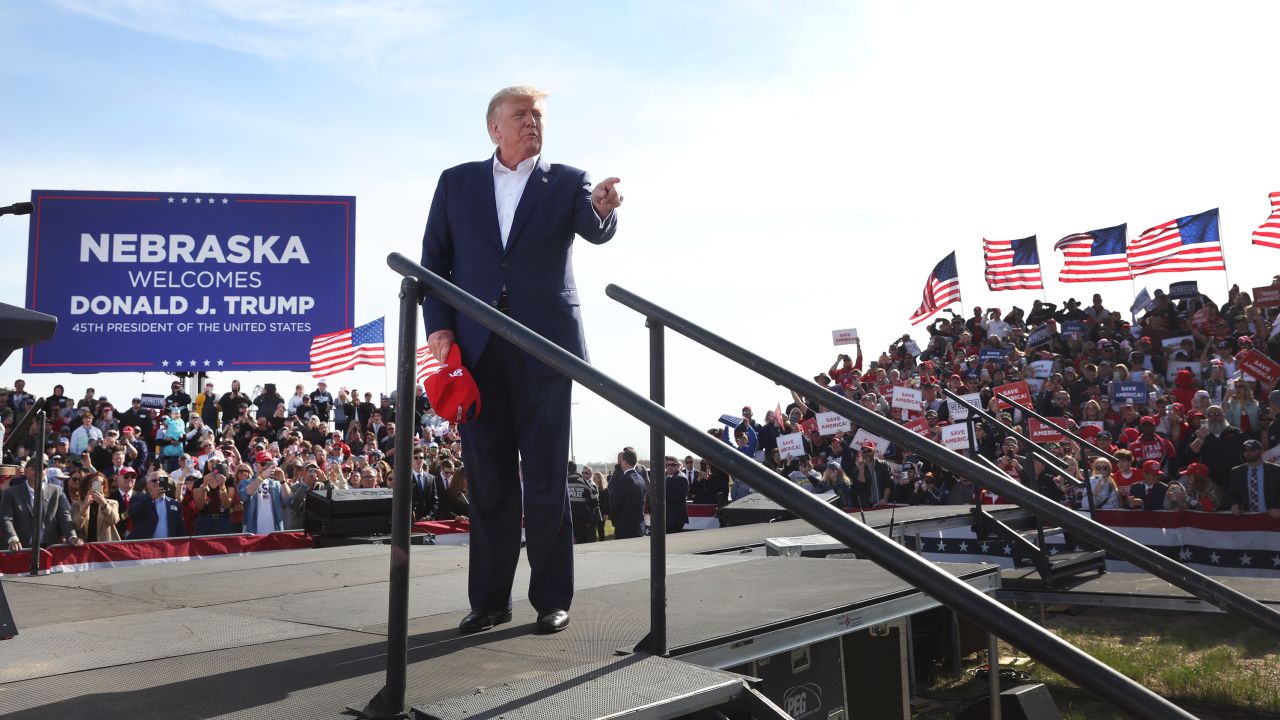 Trump arrives at the rally for Herbster, where he defended the gubernatorial candidate.
