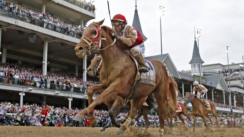 Jockey Sonny Leon aboard Rich Strike (21) wins the148th running of the Kentucky Derby on May 7th, 2022, at Churchill Downs in Louisville, Kentucky. 