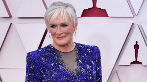 Glenn Close arrives at the 93rd Academy Awards, at Union Station in Los Angeles, April 25, 2021. 