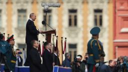 Russian President Vladimir Putin delivers a speech during a military parade on Victory Day, which marks the 77th anniversary of the victory over Nazi Germany in World War Two, in Red Square in central Moscow, Russia May 9, 2022. REUTERS/Evgenia Novozhenina