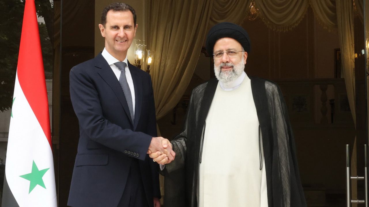 Iranian President Ebrahim Raisi (R) meets with Syrian President Bashar al Assad (L) in Tehran, May 8. Assad, who was making his second trip to the Iranian capital since the start of Syria's conflict in 2011, also held talks with Supreme Leader Ayatollah Ali Khamenei, during which both leaders called for stronger ties.