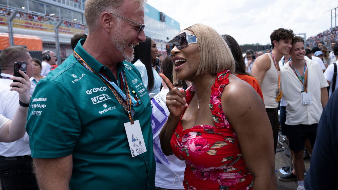 Serena Williams was one of many sports stars trackside for the Miami Grand Prix.