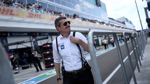 Steiner walking around prior to the Miami Grand Prix. 