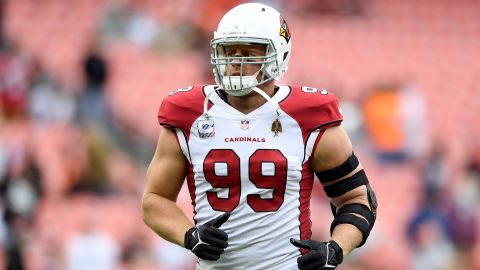 Watt warms up prior to a game against the Cleveland Browns.