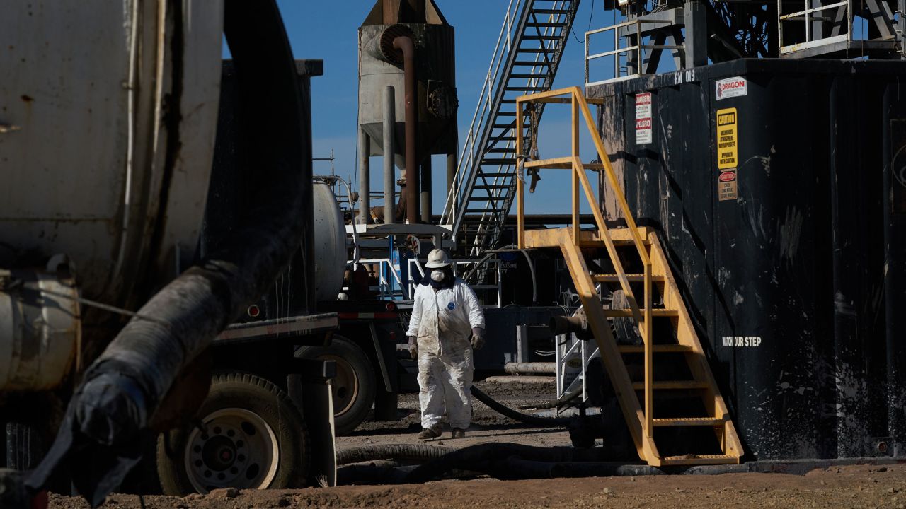 A worker at Controlled Thermal Resources' (CTR) Hells Kitchen Lithium and Power project in Calipatria, California.