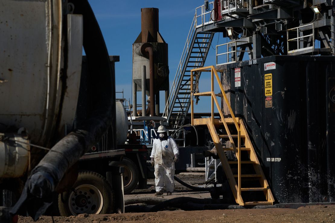 A worker at Controlled Thermal Resources' (CTR) Hells Kitchen Lithium and Power project in Calipatria, California.