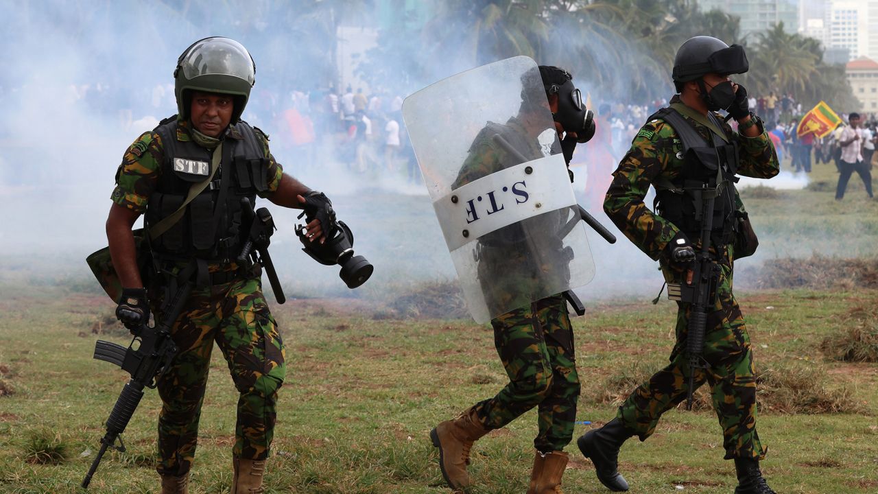 Special Task Force (STF) riot police pictured on Monday.