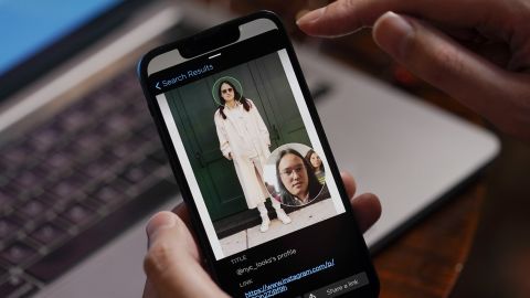 Hoan Ton-That, CEO of Clearview AI, demonstrates the company's facial recognition software using a photo of himself in New York on Tuesday, Feb. 22, 2022. In a Monday, May 9, 2022 legal filing, the company has agreed to restrict the use of its massive collection of face images to settle allegations that it collected people's photos without their consent.