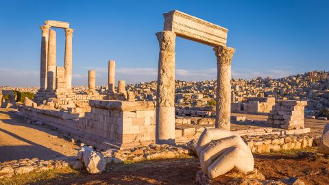 The Temple of Hercules at the Amman Citadel. Jordan was moved to "moderate" risk by the CDC.