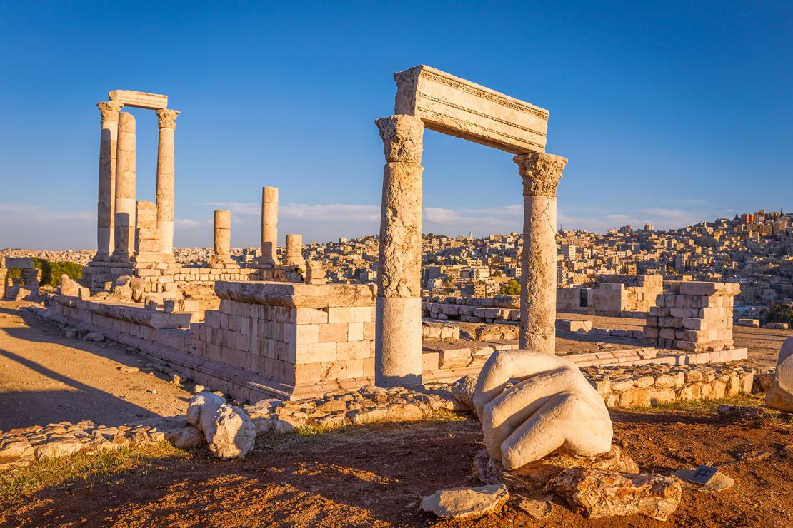 The Temple of Hercules at the Amman Citadel. Jordan was moved to "moderate" risk by the CDC.