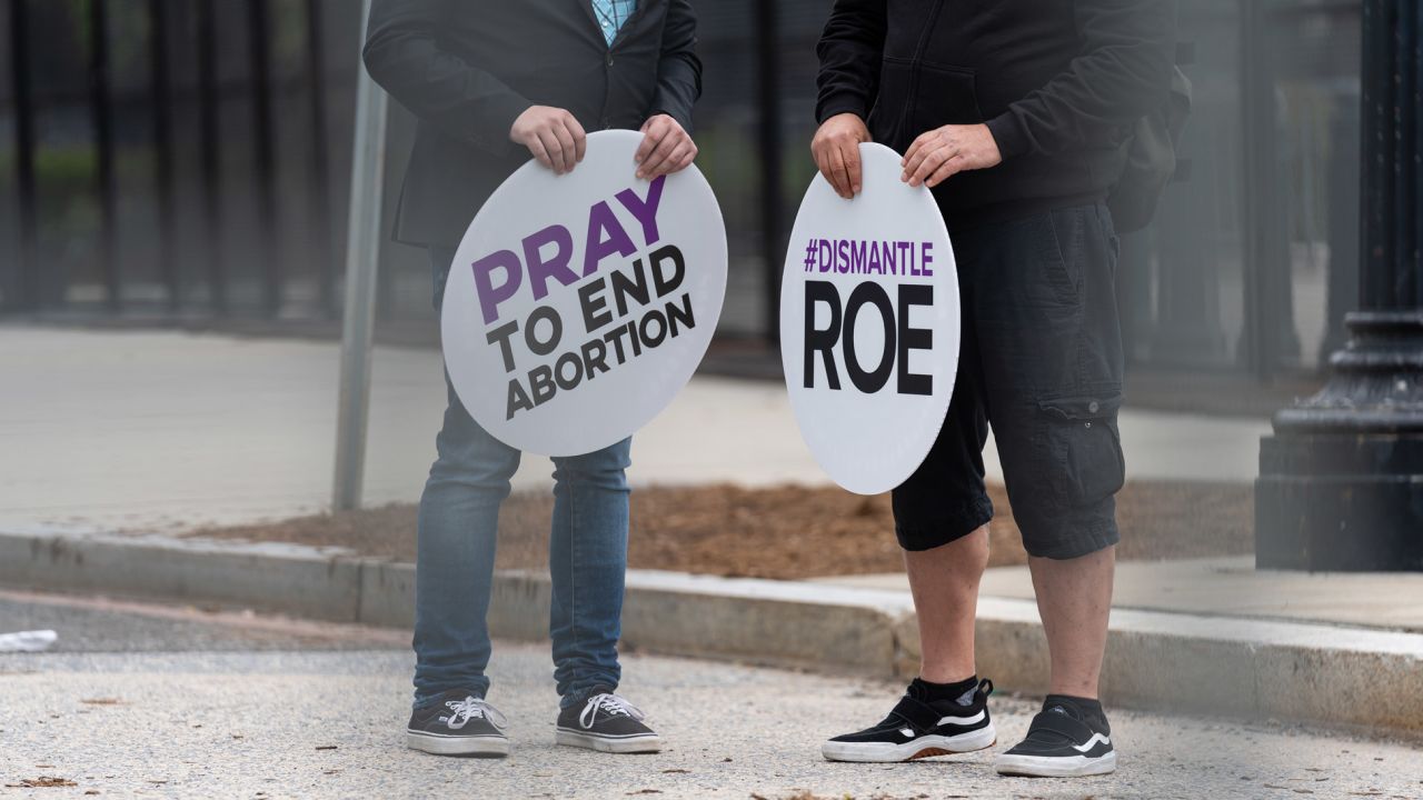 Anti-abortion demonstrators outside the U.S. Supreme Court in Washington, DC on Thursday, May 5, 2022.
