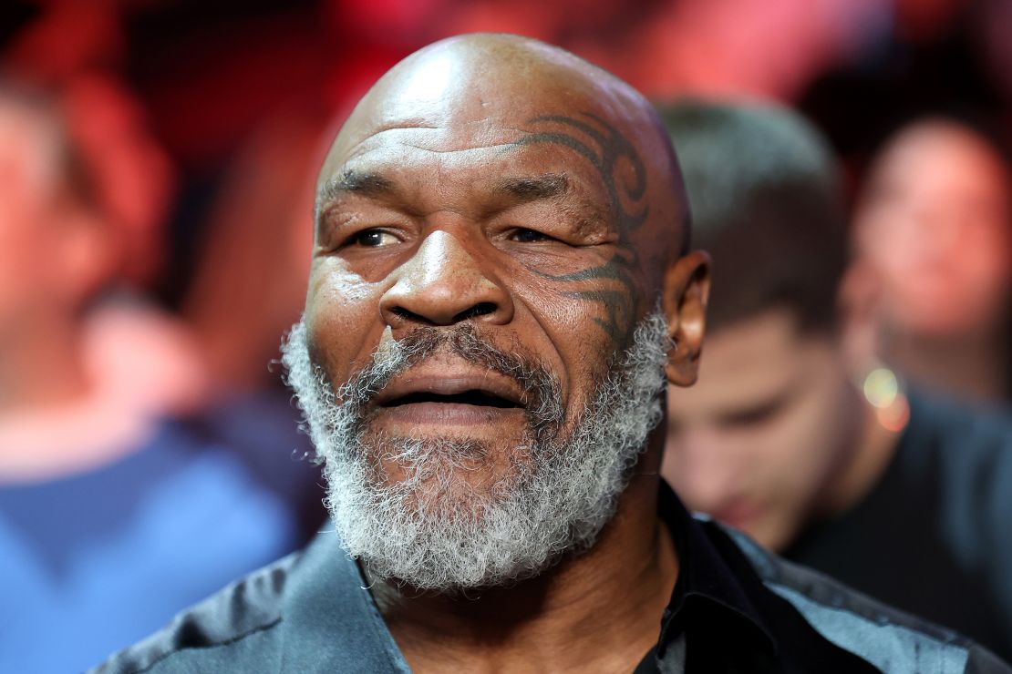 Mike Tyson attends the junior welterweight bout between Montana Love and Gabriel Gollaz Valenzuela on May 7, 2022 in Las Vegas, Nevada.