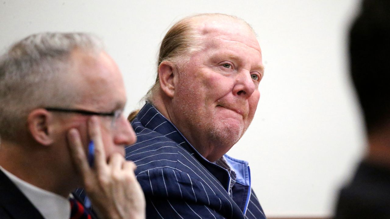 Celebrity chef Mario Batali listens listens to  testimony on the second day of his sexual misconduct trial.