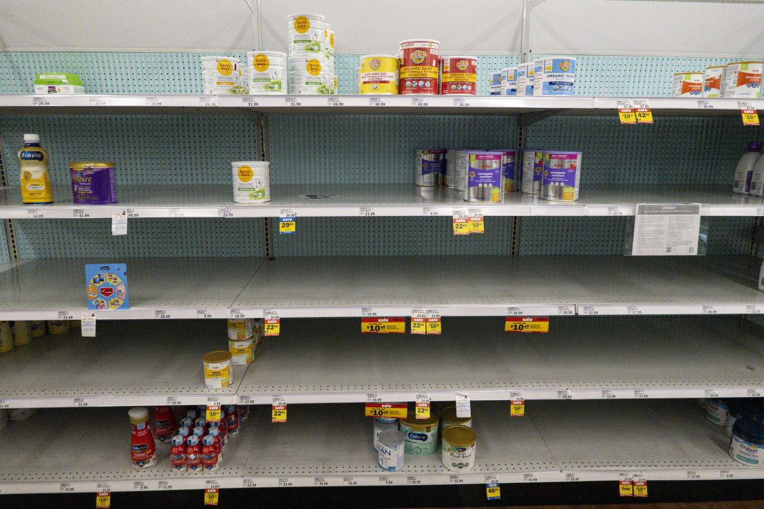 Baby formula is displayed on the shelves of a grocery store in Carmel, Ind., Tuesday.