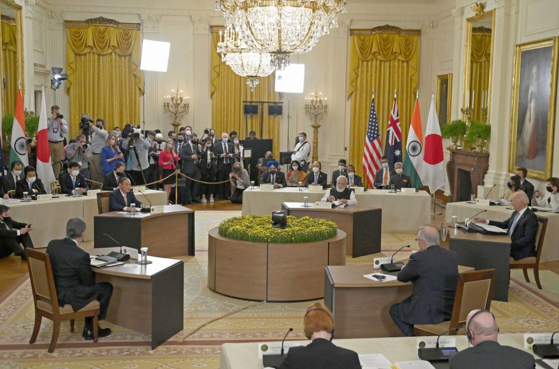 A meeting of the Quad leaders at a summit at the White House on September 24, 2021.