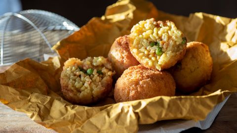 These breaded fried rice balls are yet another delicious dish from Sicily.