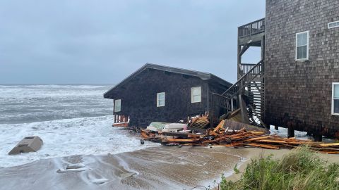 High water levels and beach erosion caused the collapse of a house Rodanthe, North Carolina, on Tuesday.