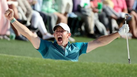 McIlroy reacts to a chip during this year's Masters tournament in April. 