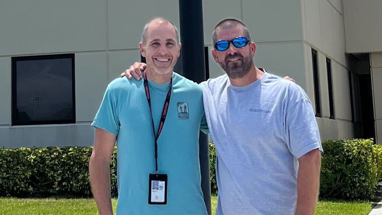 Air traffic controller Robert Morgan, left, helped Darren Harrison, right, land the plane after the pilot became incoherent.