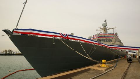 The USS Indianapolis shown in October 2019 in the port of Indiana prior to being commissioned.
