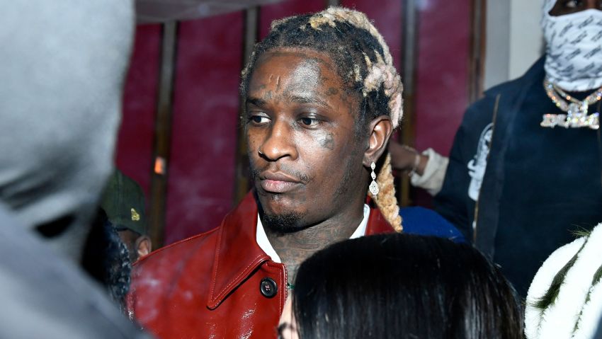 WEST HOLLYWOOD, CALIFORNIA - OCTOBER 12: Hip-hop artist Young Thug attends a release party for his new album "PUNK" at Delilah on October 12, 2021 in West Hollywood, California.