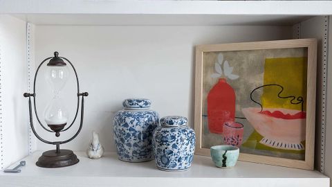 Creative Co-op Decorative Blue and White Ceramic Ginger Jar with Lid