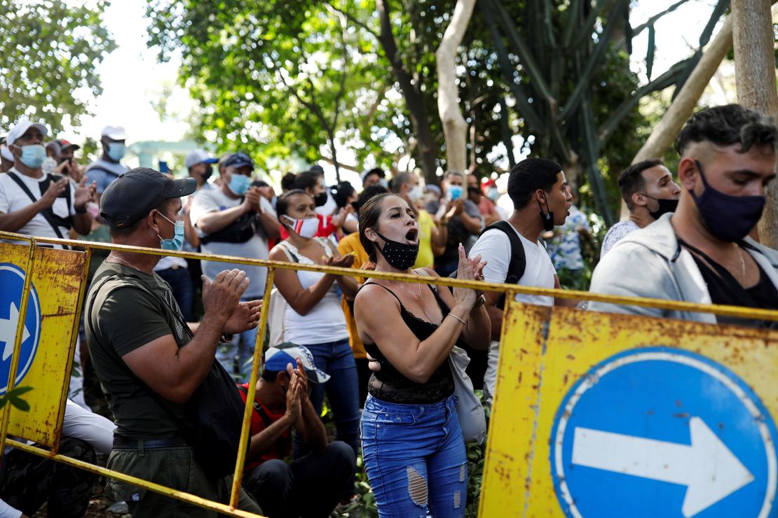 Cubans protest outside the Panama Embassy in Havana as the country tightens visa requirements in March. 